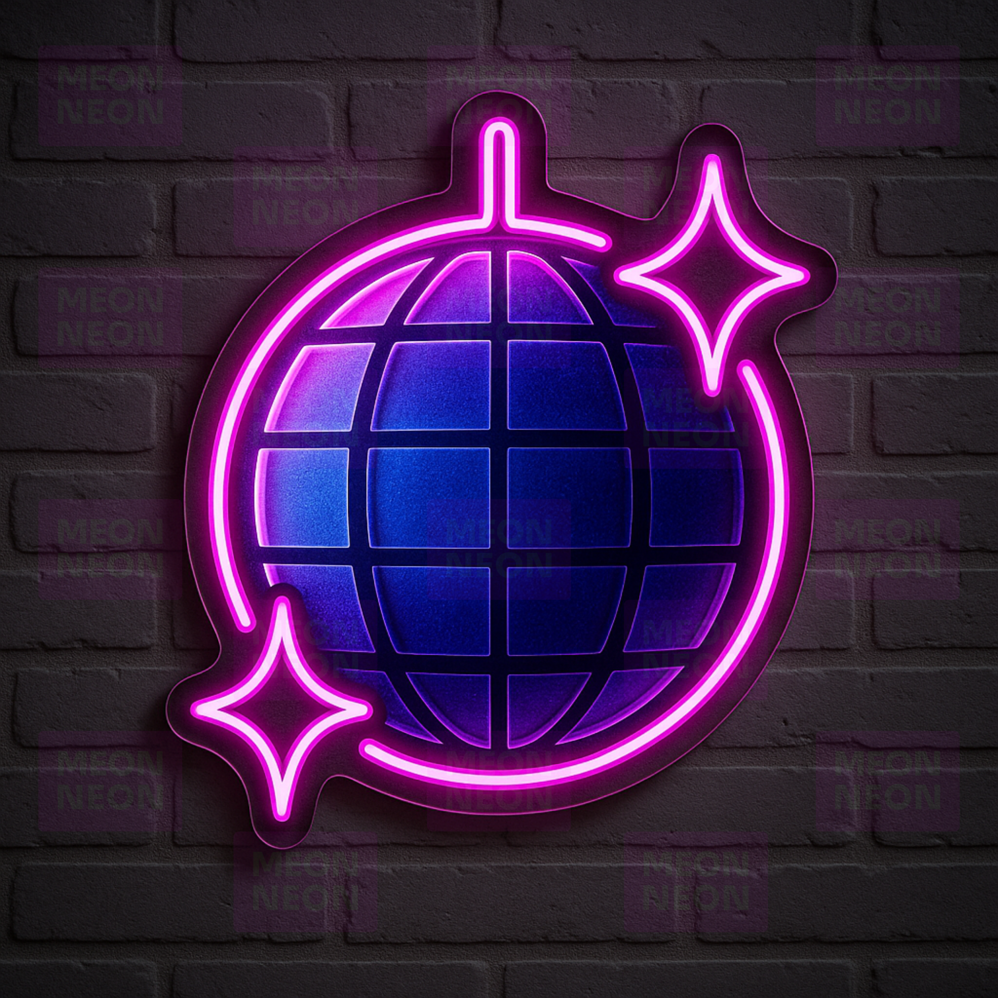 Purple Global Music LED Neon Sign - World Music Symbol - Alternative Design - Purple & Pink Light