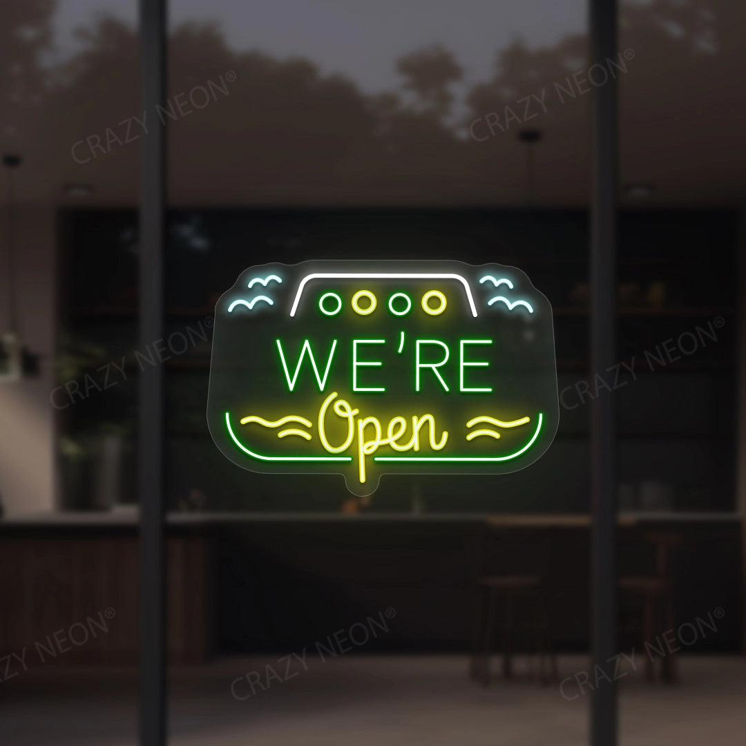 We Are Open Multicolor Sign Boat Shape image 2