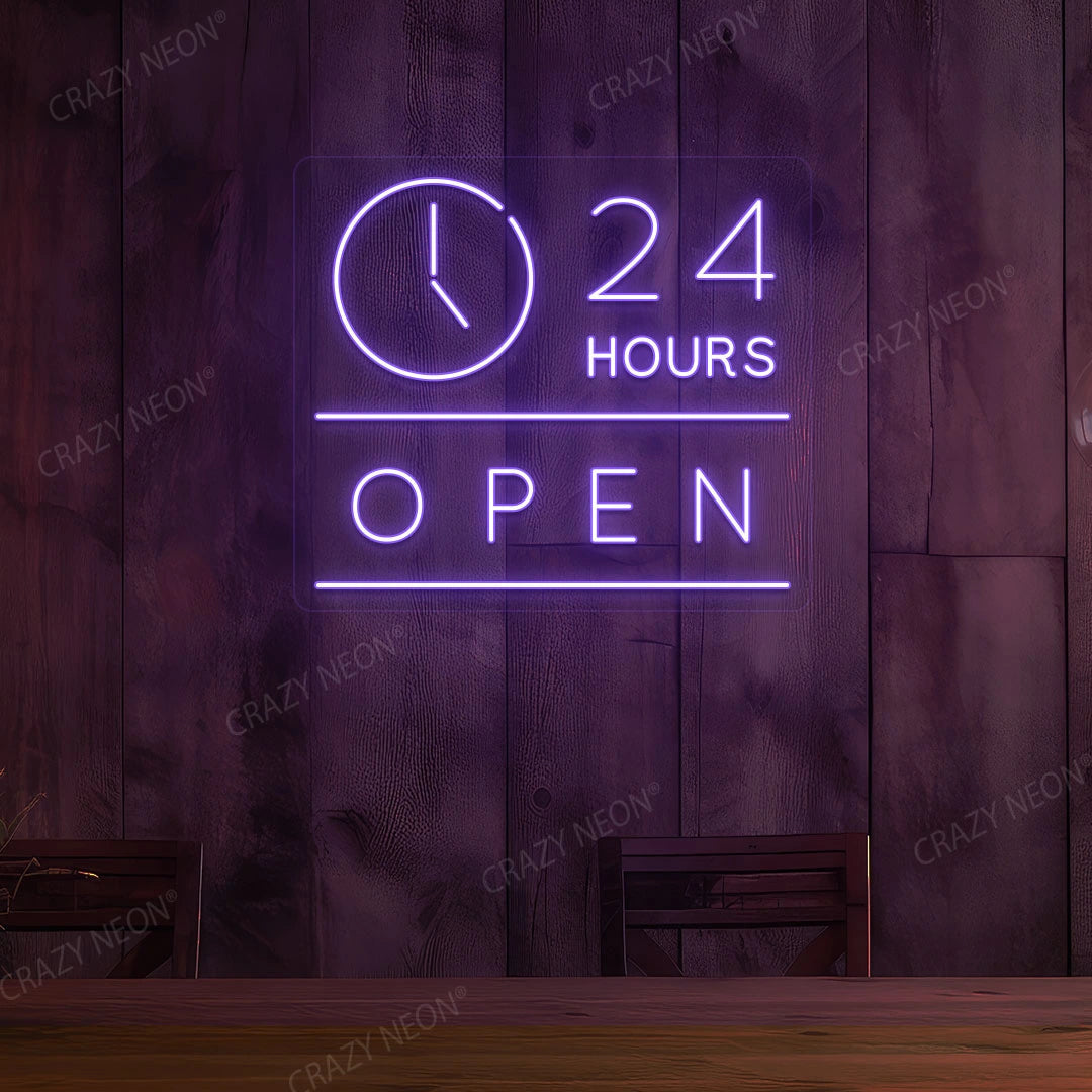 24 Hours Open Sign with Clock image 3