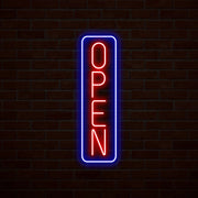 Vertical Open Multicolor Neon Sign image 0