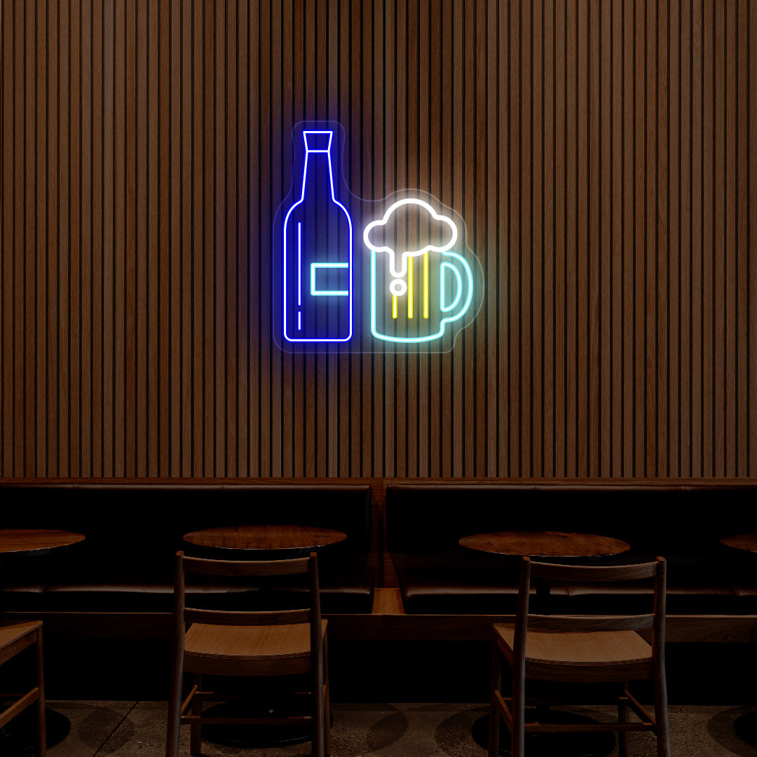 Beer Bottle And Mug Neon Sign - Multicolor image 2
