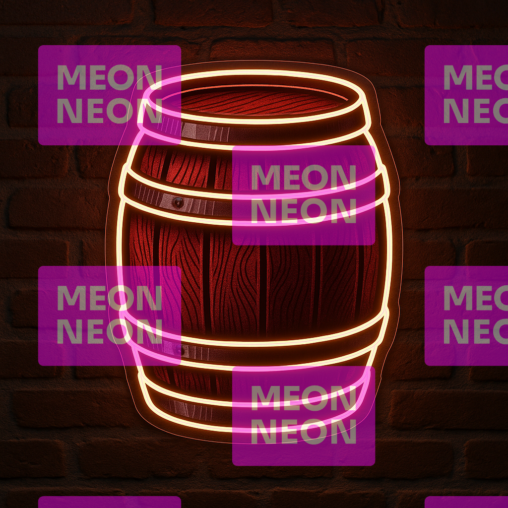 Wine Barrel Outline LED Neon Sign