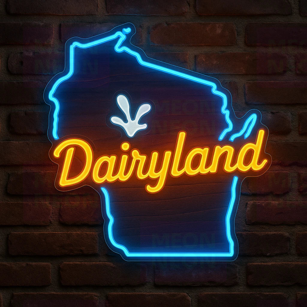 Dairyland State Silhouette LED Neon Sign