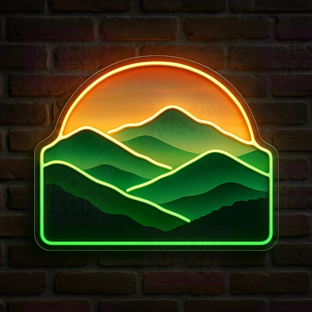 Green Mountains Skyline LED Neon Sign