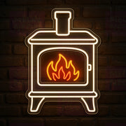Wood Stove Cozy LED Neon Sign