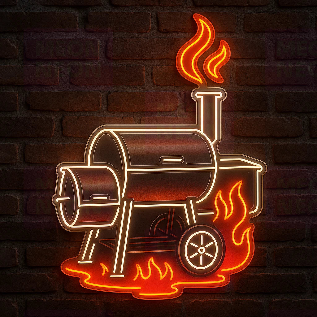 BBQ Pit Smoker Flame LED Neon Sign