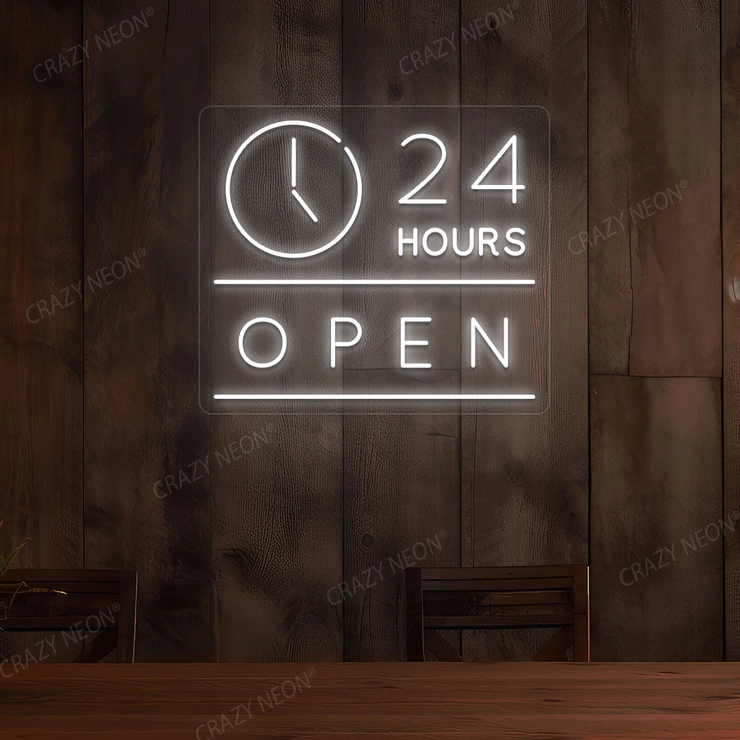 24 Hours Open Sign with Clock image 0