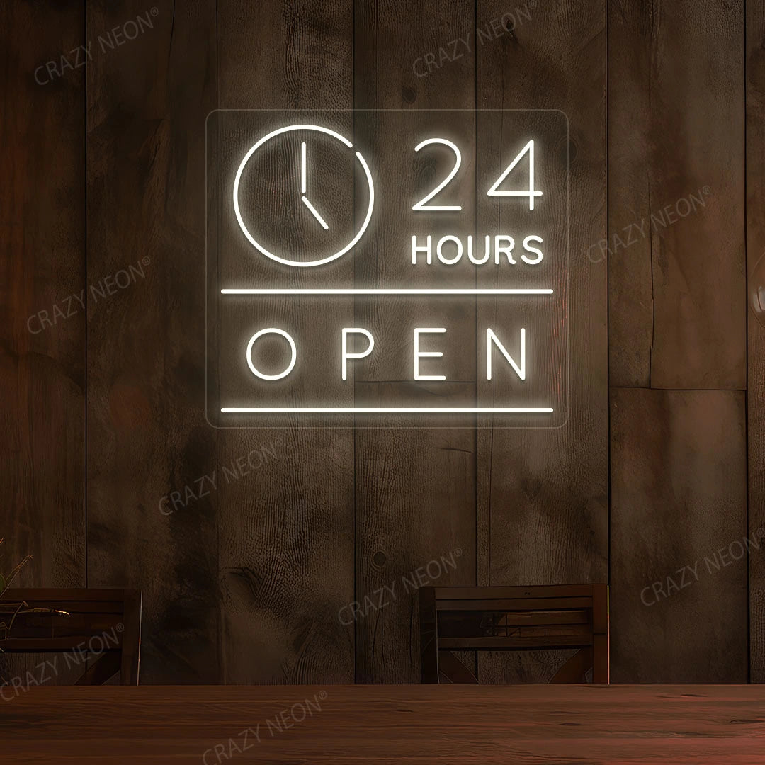24 Hours Open Sign with Clock image 1