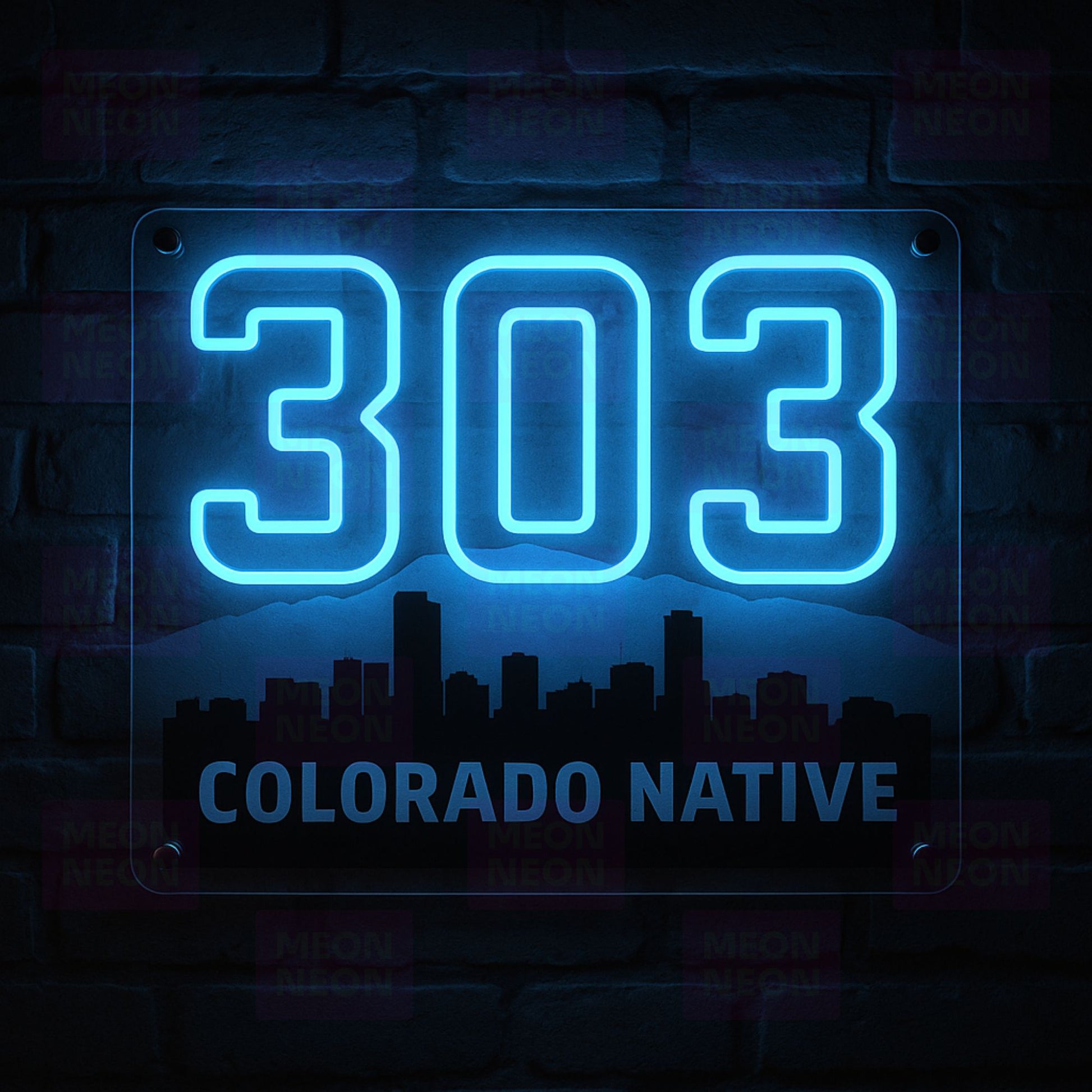 303 Area Code LED Neon Sign - Denver Metro Pride - Bold Numbers - Electric Blue Light - MEON NEON