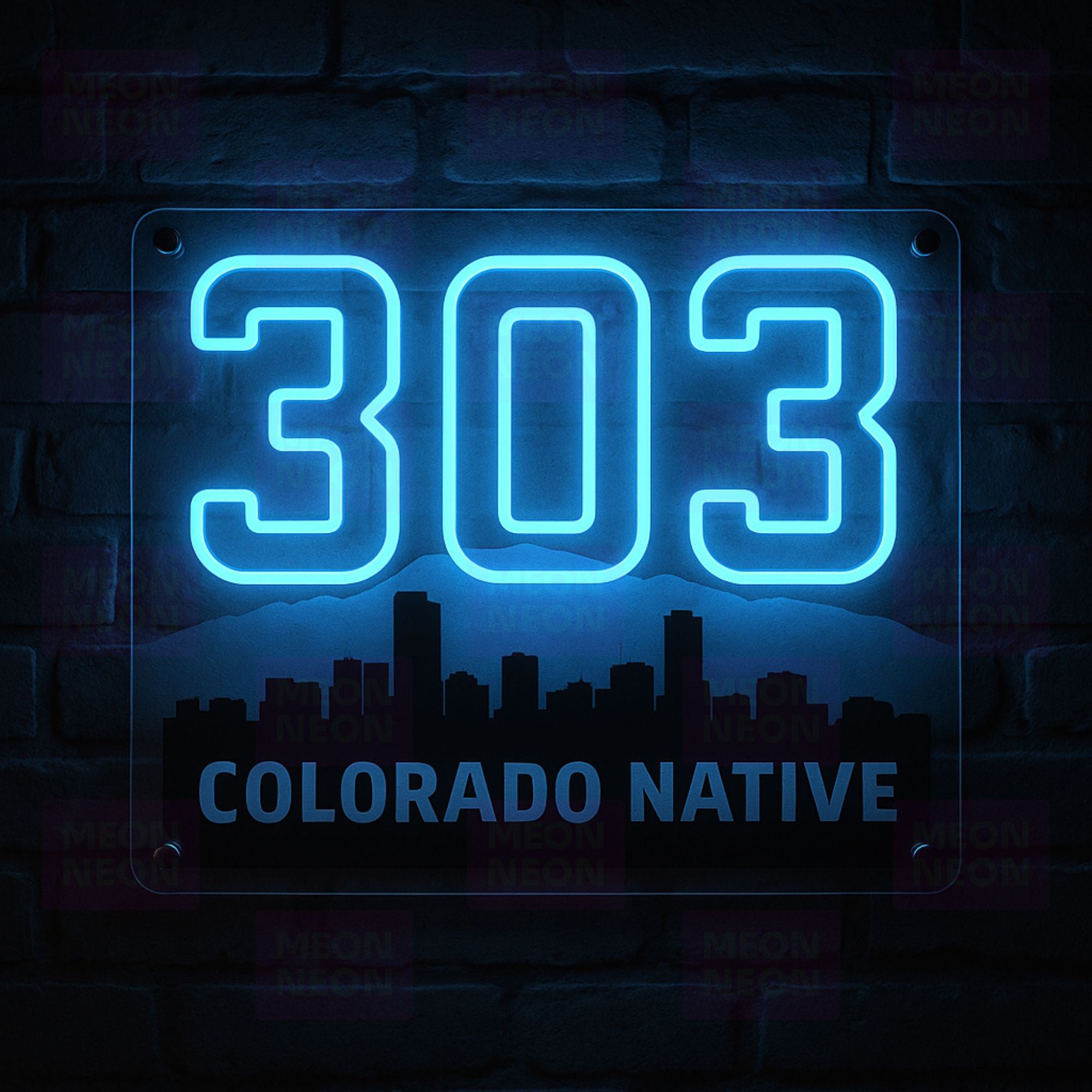 303 Area Code LED Neon Sign - Denver Metro Pride - Bold Numbers - Electric Blue Light - MEON NEON