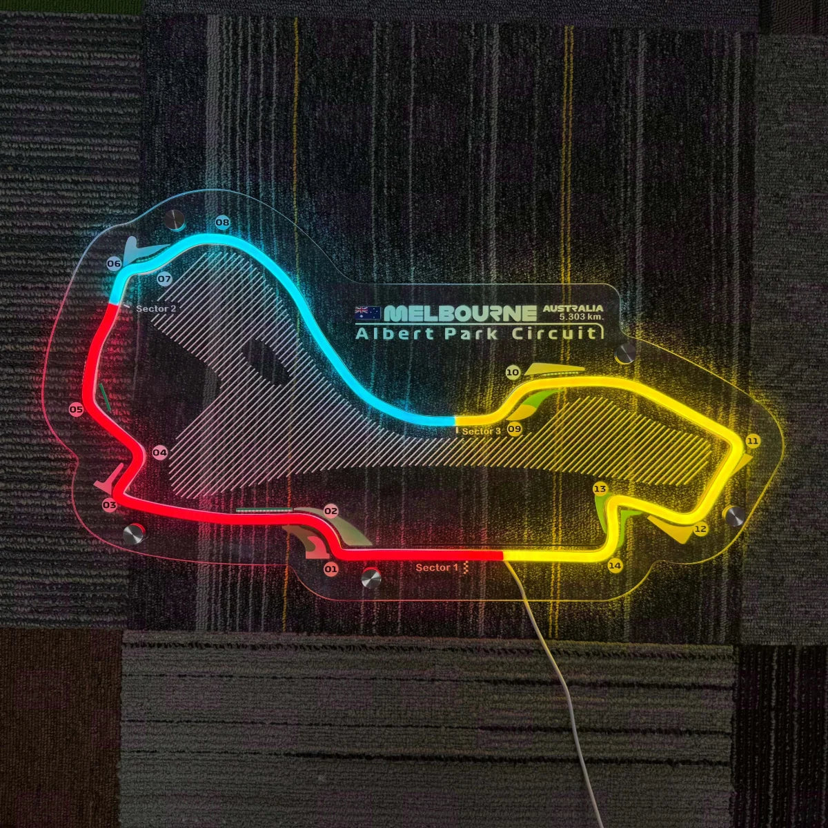 Albert Park Circuit LED Neon Light Strip Sign Acrylic Body Car Logo Color Temperature Rating - LED Neon Sign
