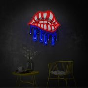 American Flag Lips LED Neon Sign | Patriotic Wall Art - MEON NEON