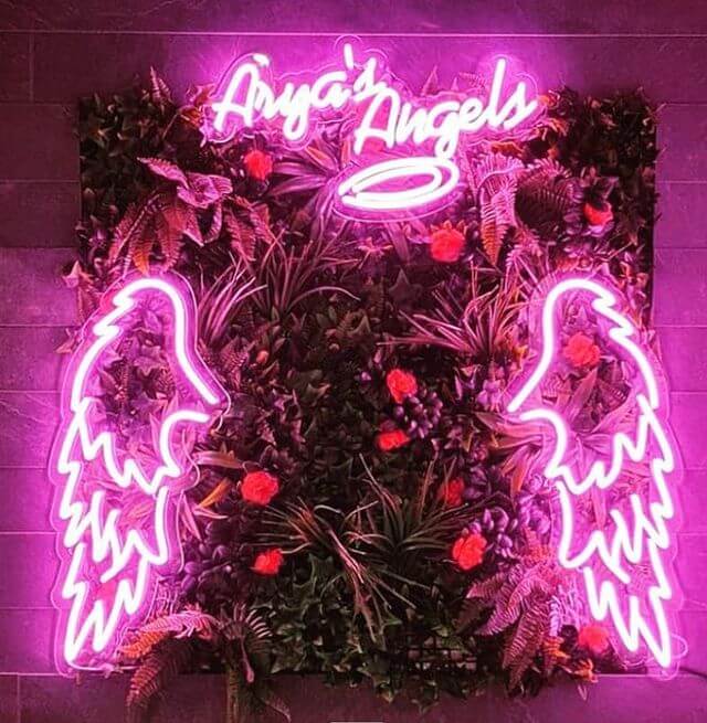 Angel Wings with Halo LED Neon Sign in Light Pink