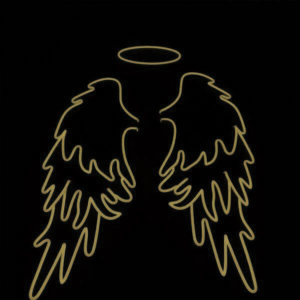 Angel Wings with Halo LED Neon Sign in Yellow