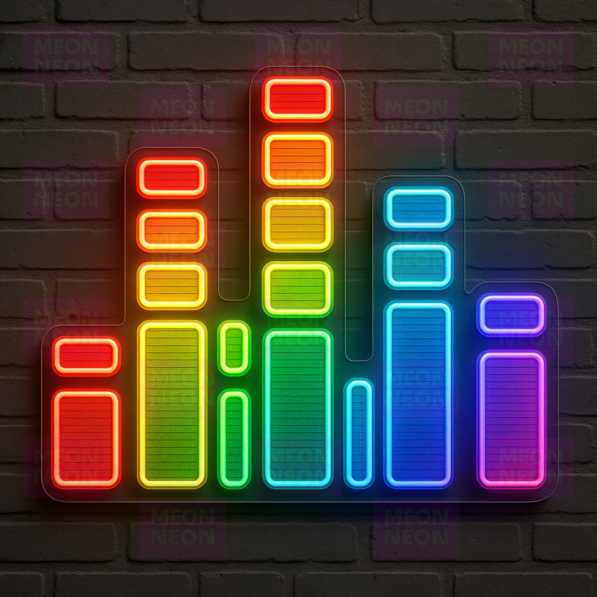 Audio Equalizer LED Neon Sign - Sound Level Display - Music Production - Rainbow Spectrum Light - MEON NEON