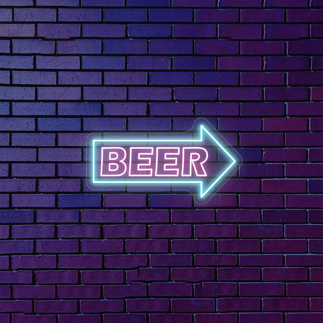 Beer Arrow Neon Sign - Multicolor image 1