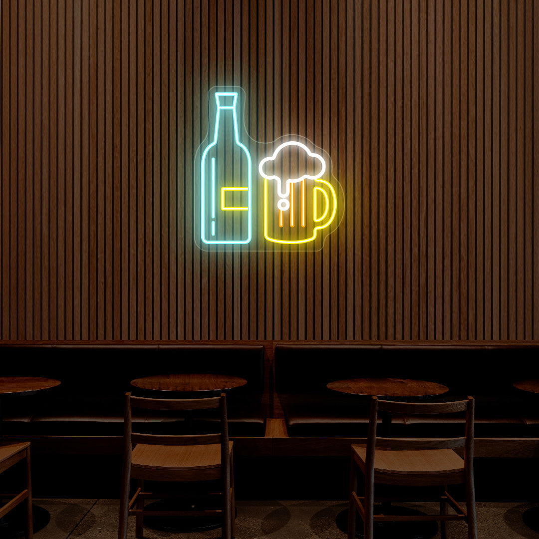 Beer Bottle And Mug Neon Sign - Multicolor image 0