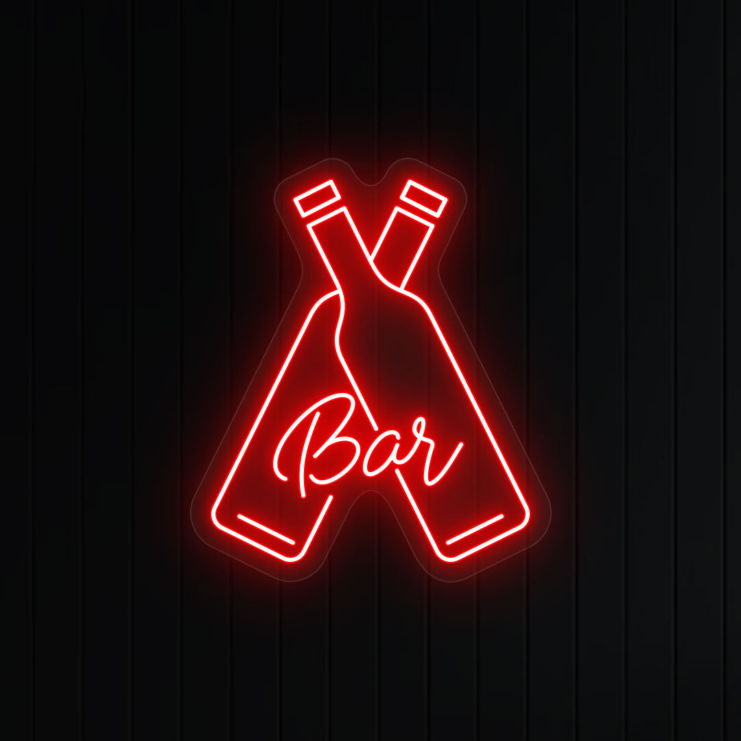 Beer Bottles With Bar Neon Sign image 1