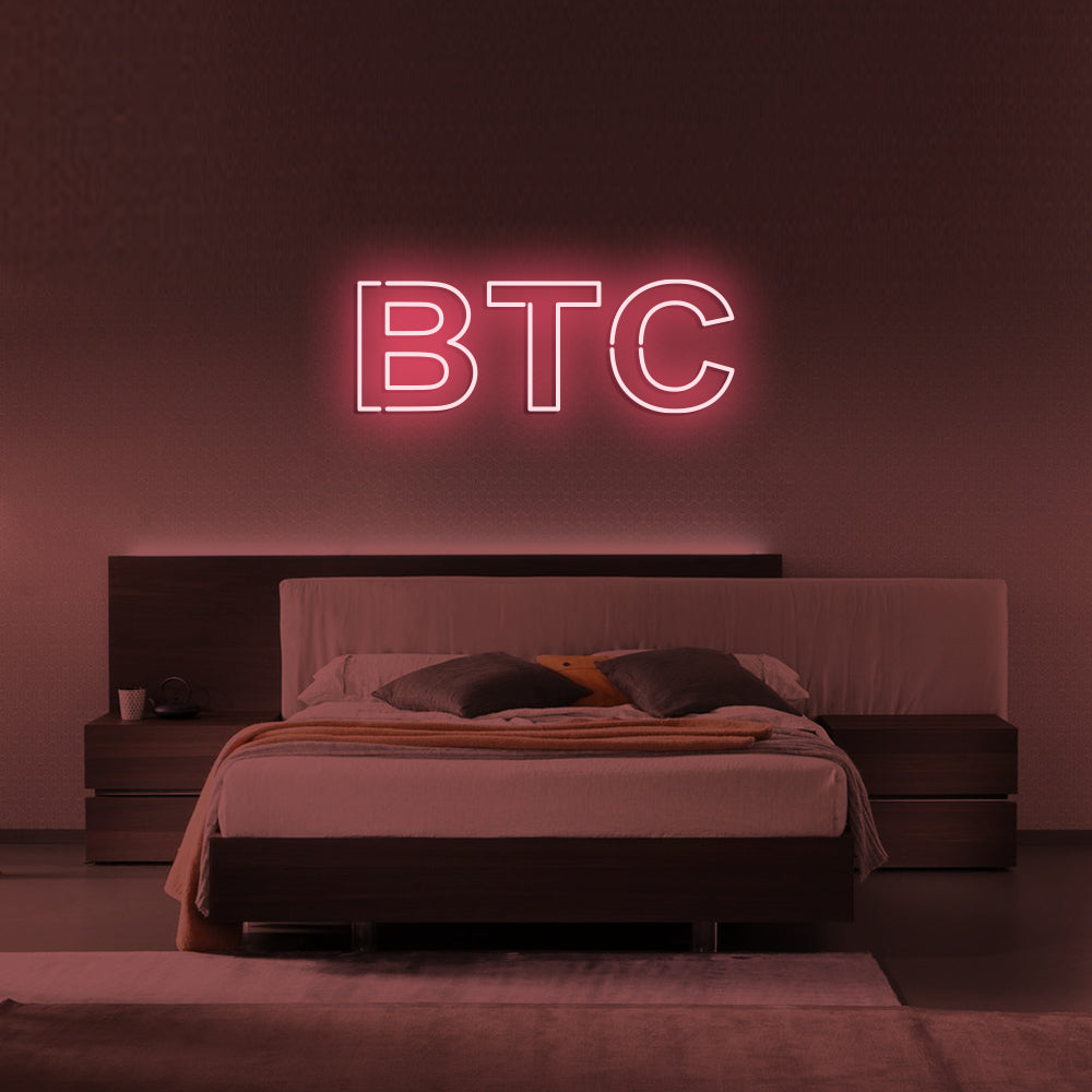Bitcoin BTC LED Neon Sign in Light Pink
