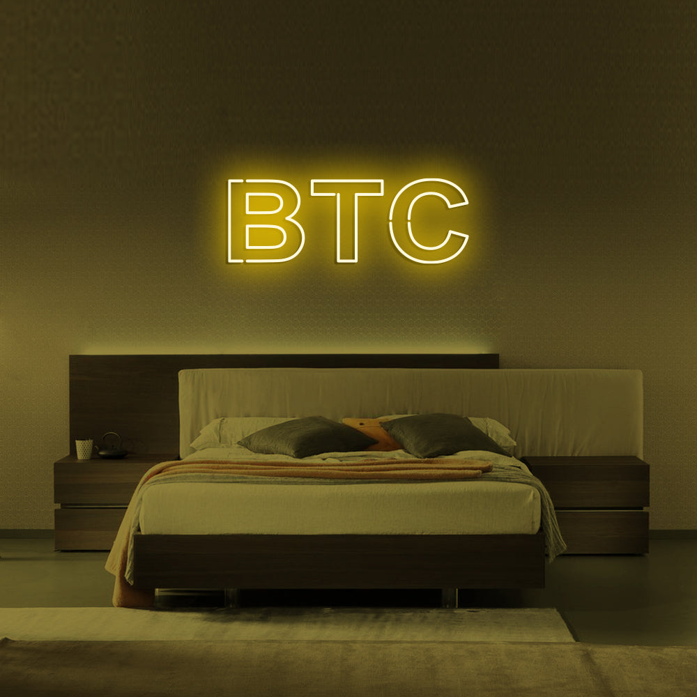 Bitcoin BTC LED Neon Sign in Yellow