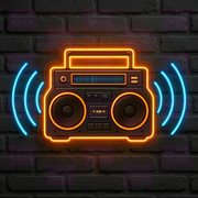 Boom Box LED Neon Sign - Street Music Culture - Sound Wave Animation - Orange Blue - MEON NEON