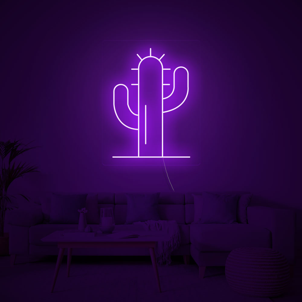 Cactus LED Neon Sign in Purple