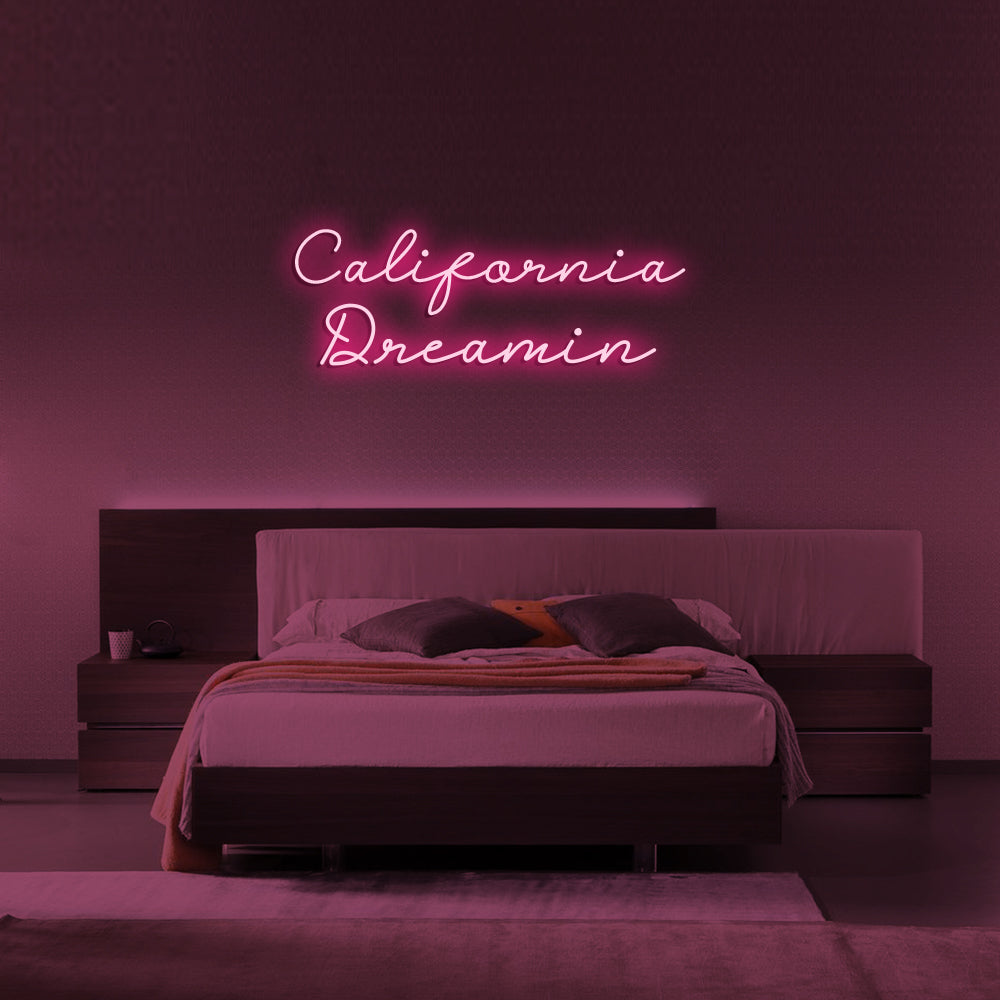 California Dreamin LED Neon Sign in Hot Pink