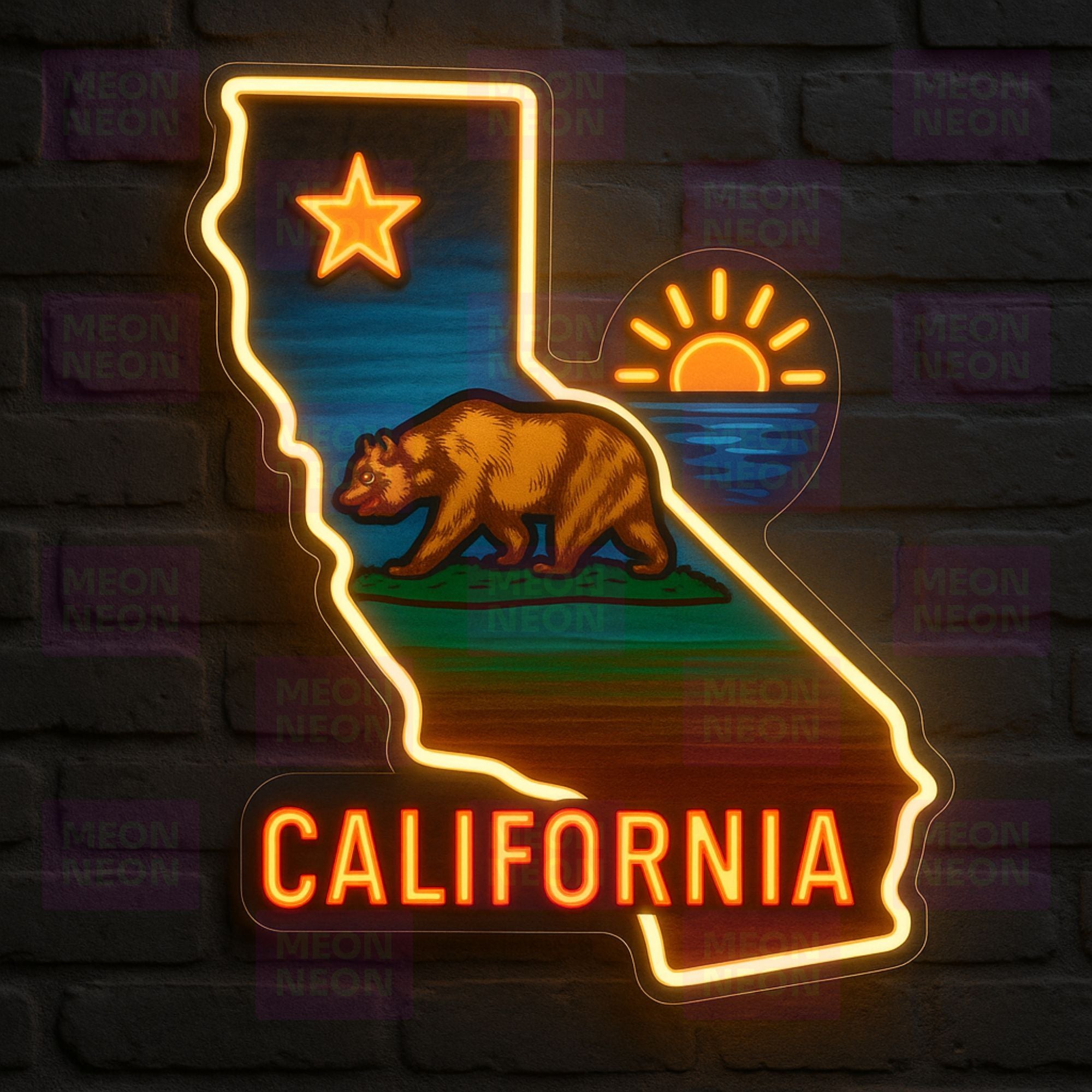 California Script State Shape Neon Sign - MEON NEON