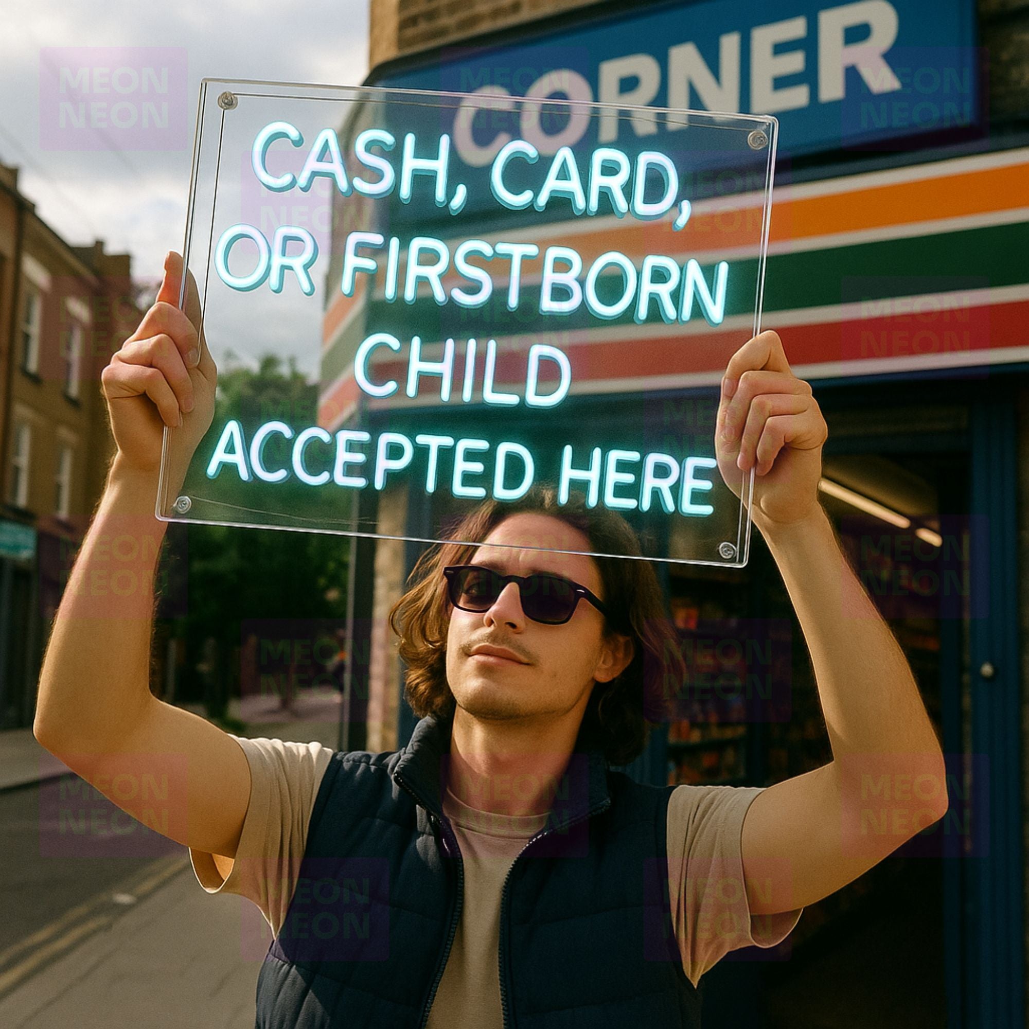 Cash, Card, Or Firstborn Child Accepted Here - LED Neon Sign - MEON NEON