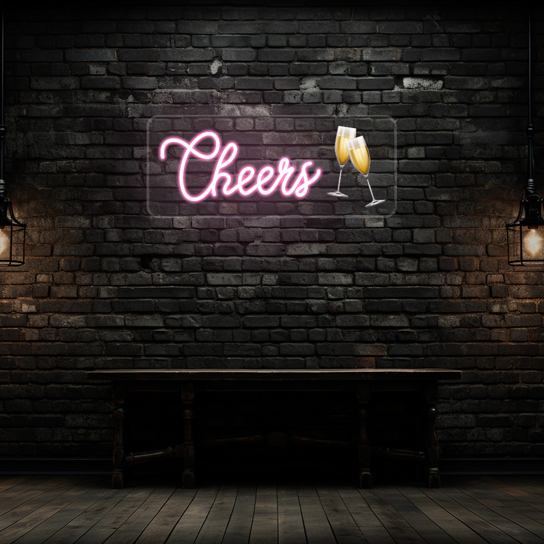 Champagne Glass Cheers Neon Artwork image 3