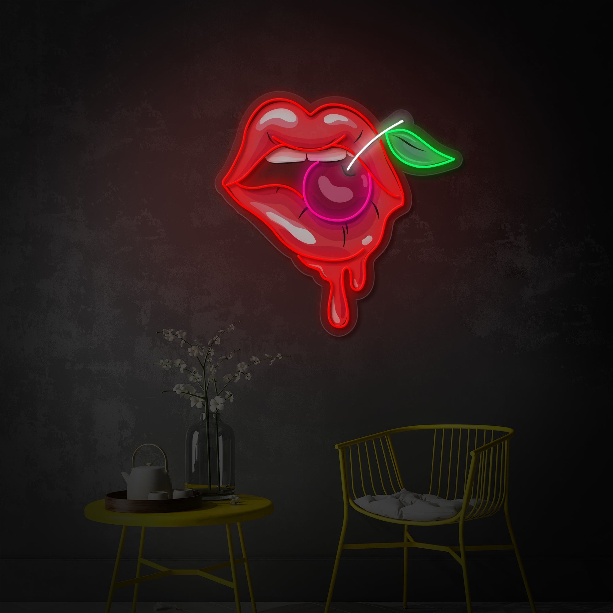 Cherry Lips LED Neon Sign | Beauty Wall Art - MEON NEON