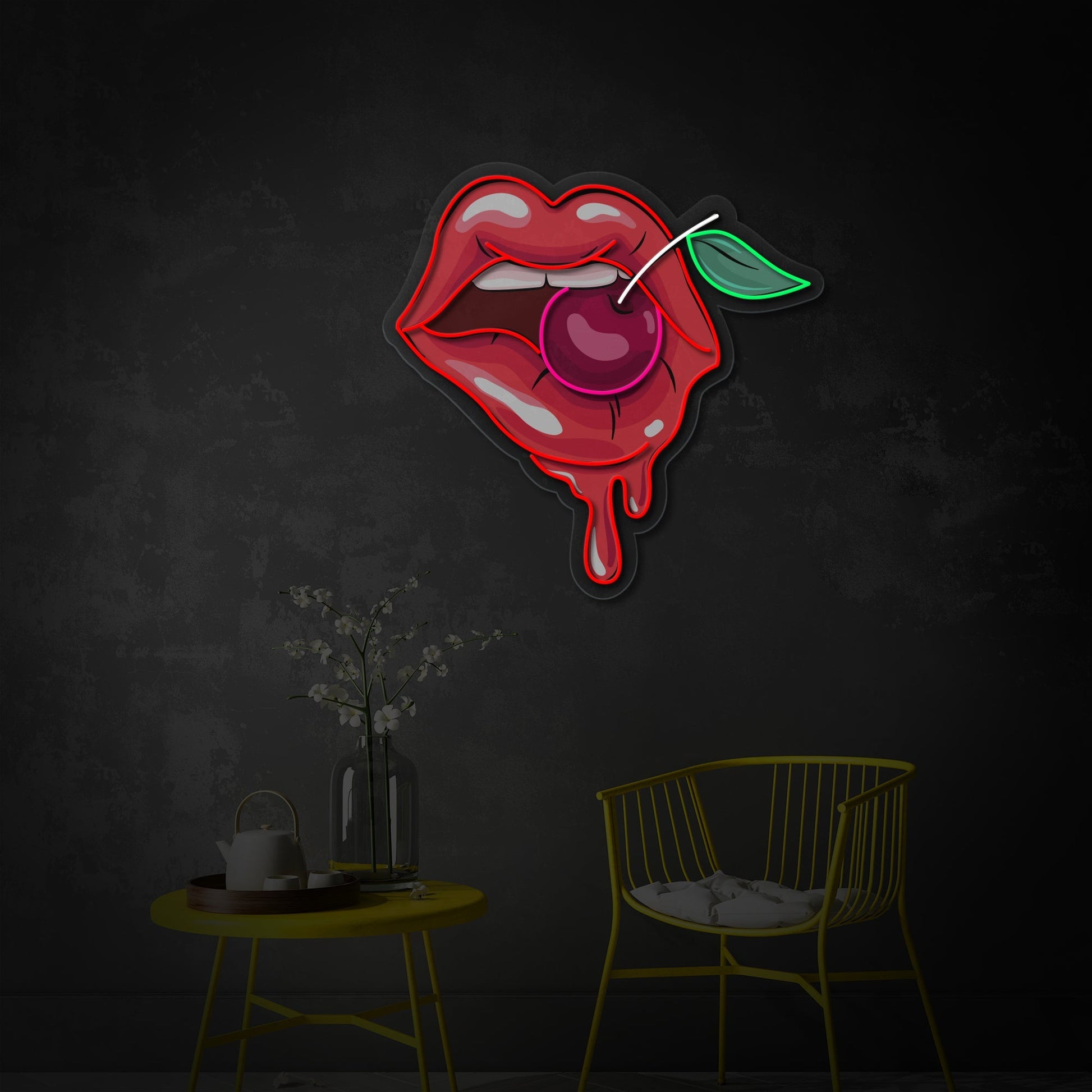 Cherry Lips LED Neon Sign | Beauty Wall Art - MEON NEON