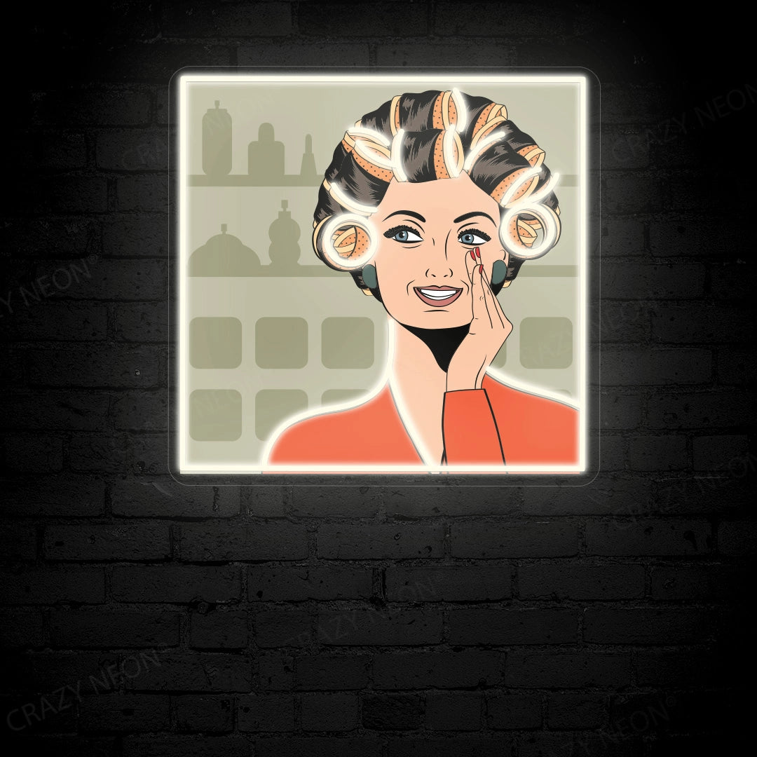 Chic Curly Hair Girl Art Work Neon Sign image 7
