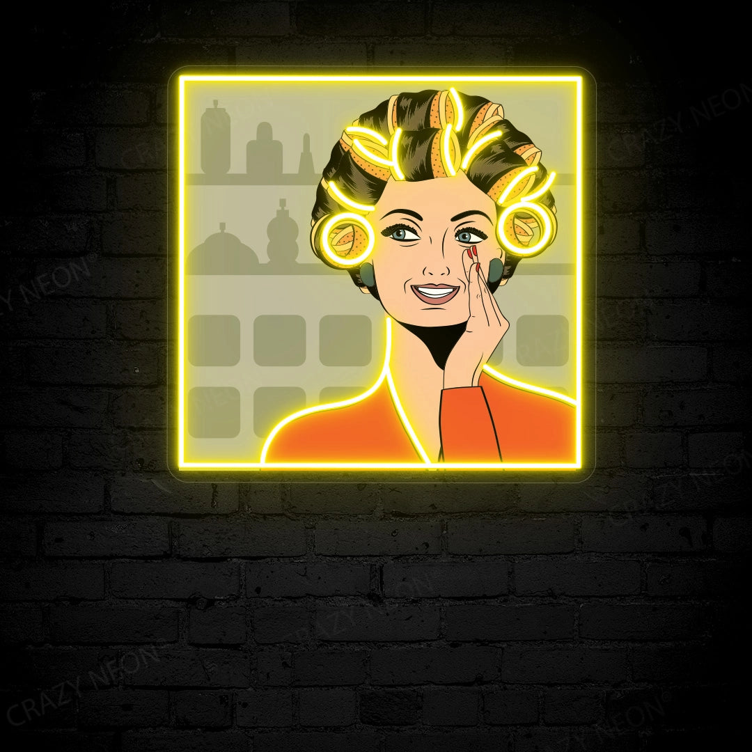 Chic Curly Hair Girl Art Work Neon Sign image 9