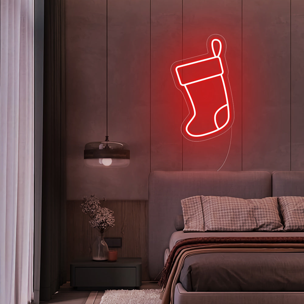 Christmas Stocking LED Neon Sign (Style 2) in Red