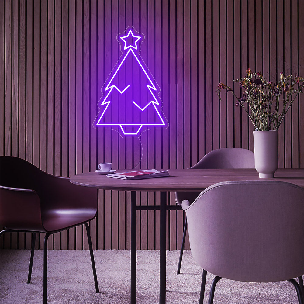Christmas Tree with Star LED Neon Sign in Purple