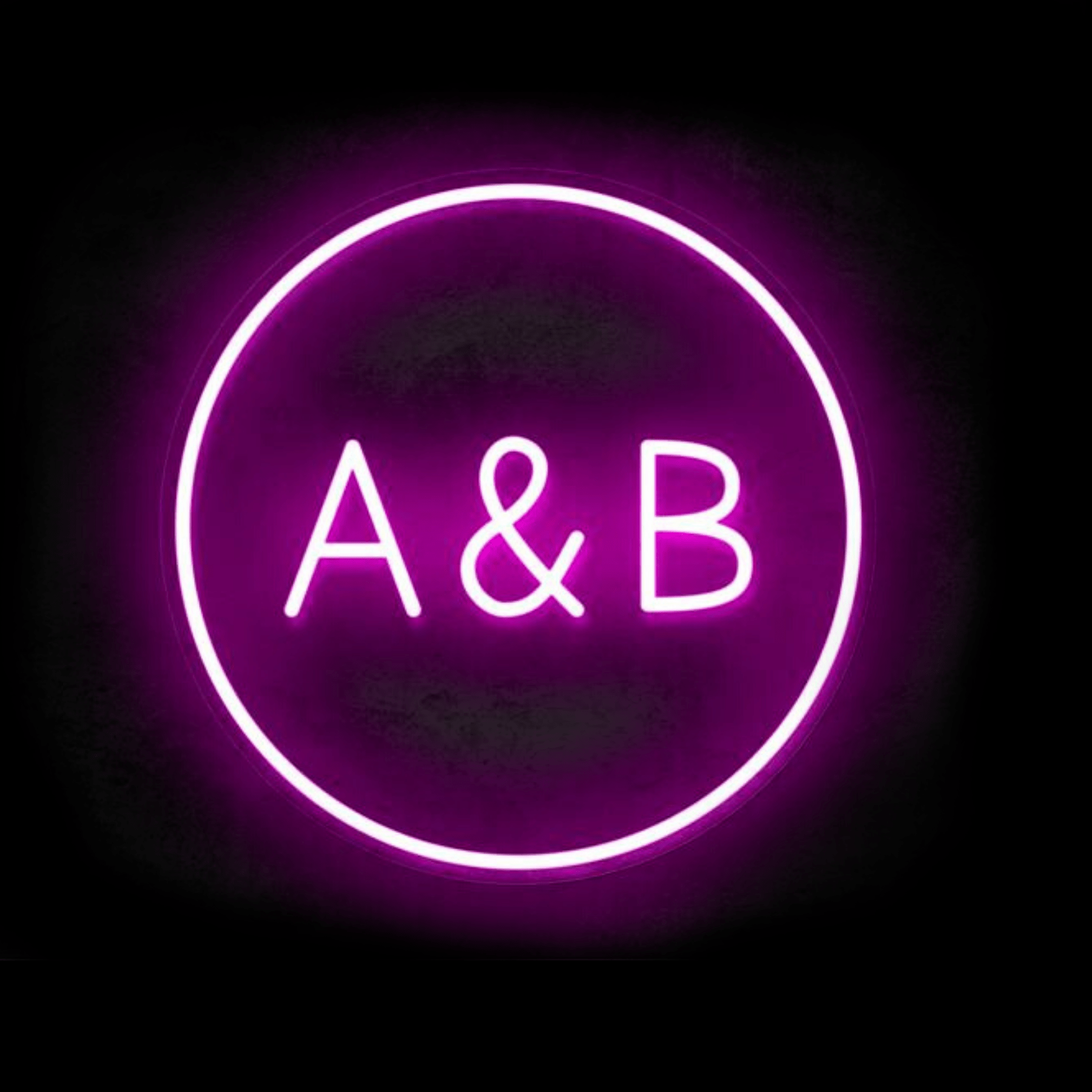 Circle Custom Initials Sign | Wedding neon sign image 3