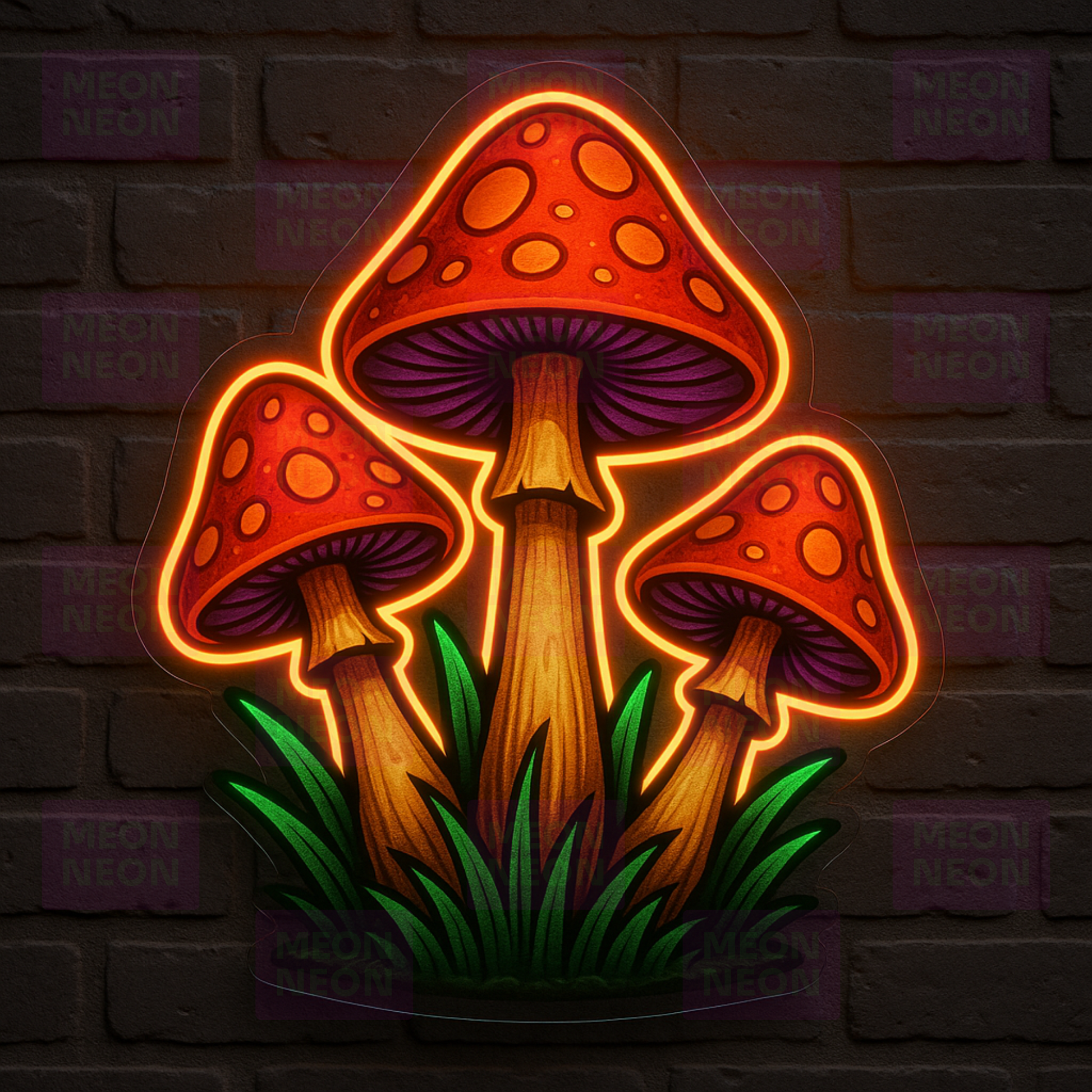 Classic Mushroom Trio LED Neon Sign - MEON NEON
