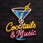 Cocktails & Music LED Neon Sign - Bar Entertainment - Martini Glass Design - Multi-Color Light - MEON NEON
