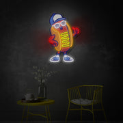 Cool Hot Dog Character LED Neon Sign | Food Art Wall Decor - MEON NEON