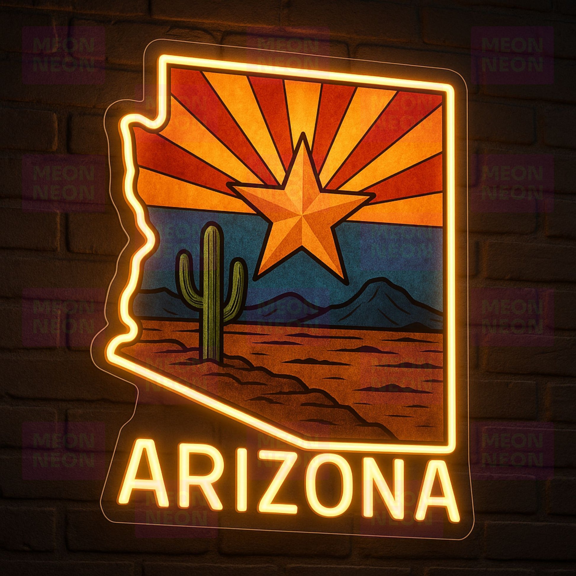 Copper Star State - Arizona Flag Star Neon Sign - MEON NEON