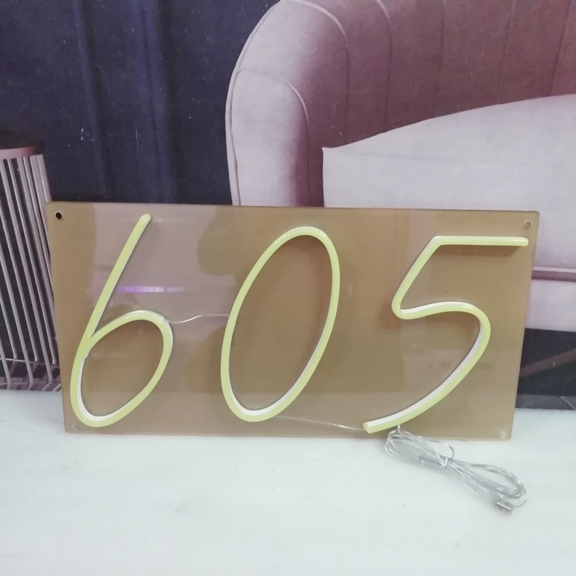 Custom Number LED Neon Sign in Cool White