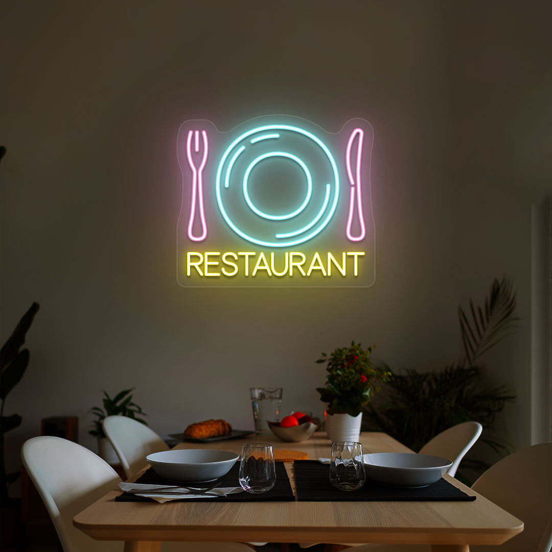 Cutlery & Dish Restaurant Neon Sign - Multicolor image 1