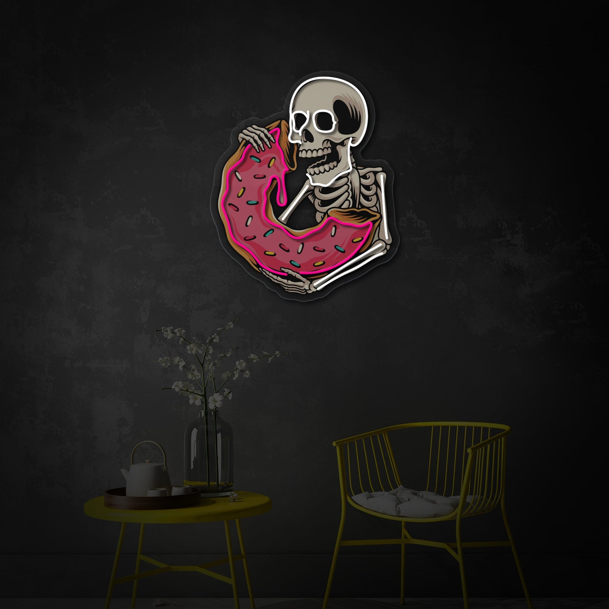 Donut Skull LED Neon Sign | Food Pop Art - MEON NEON