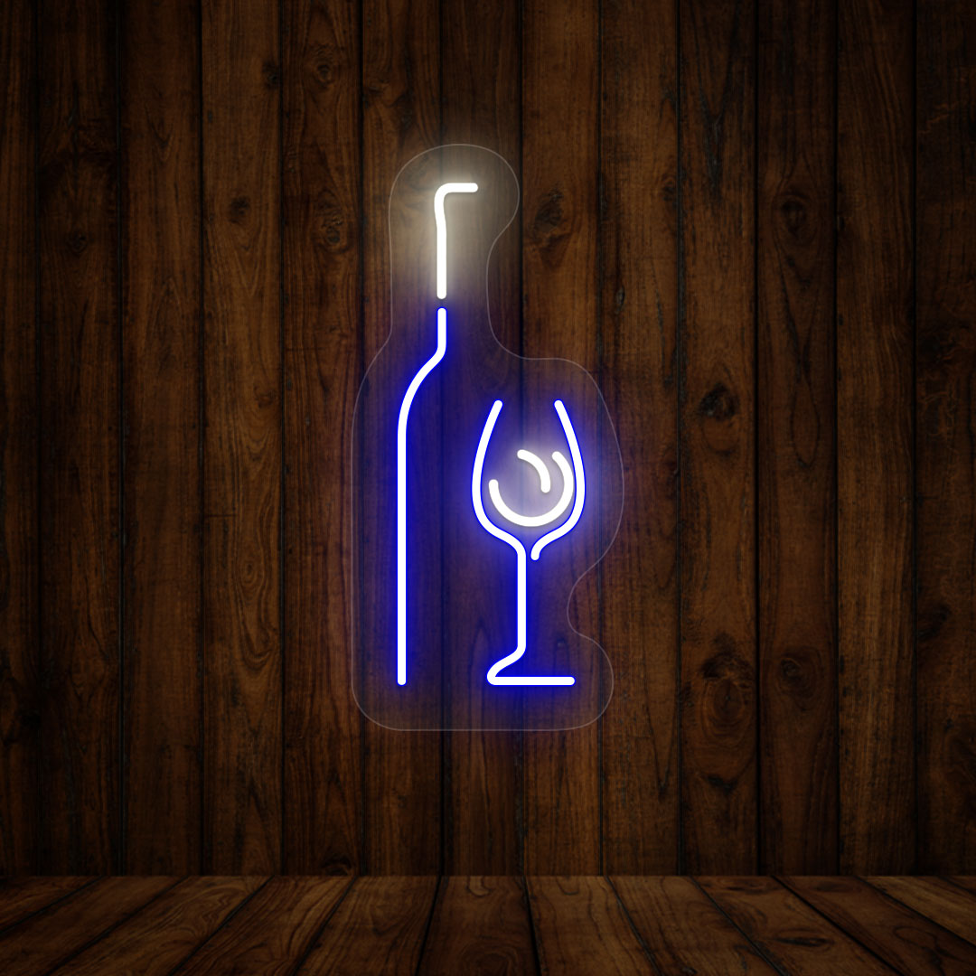 Elegant Wine Glass With Bottle Neon Sign image 1