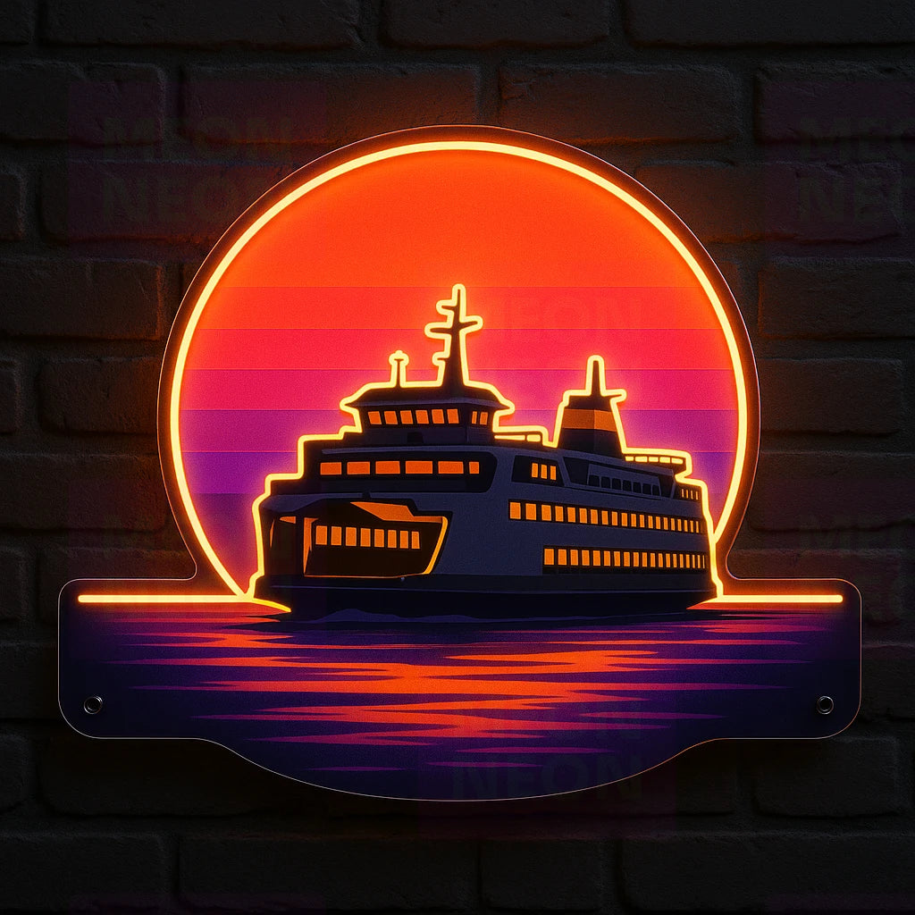 Ferry Boat Sunset LED Neon Sign