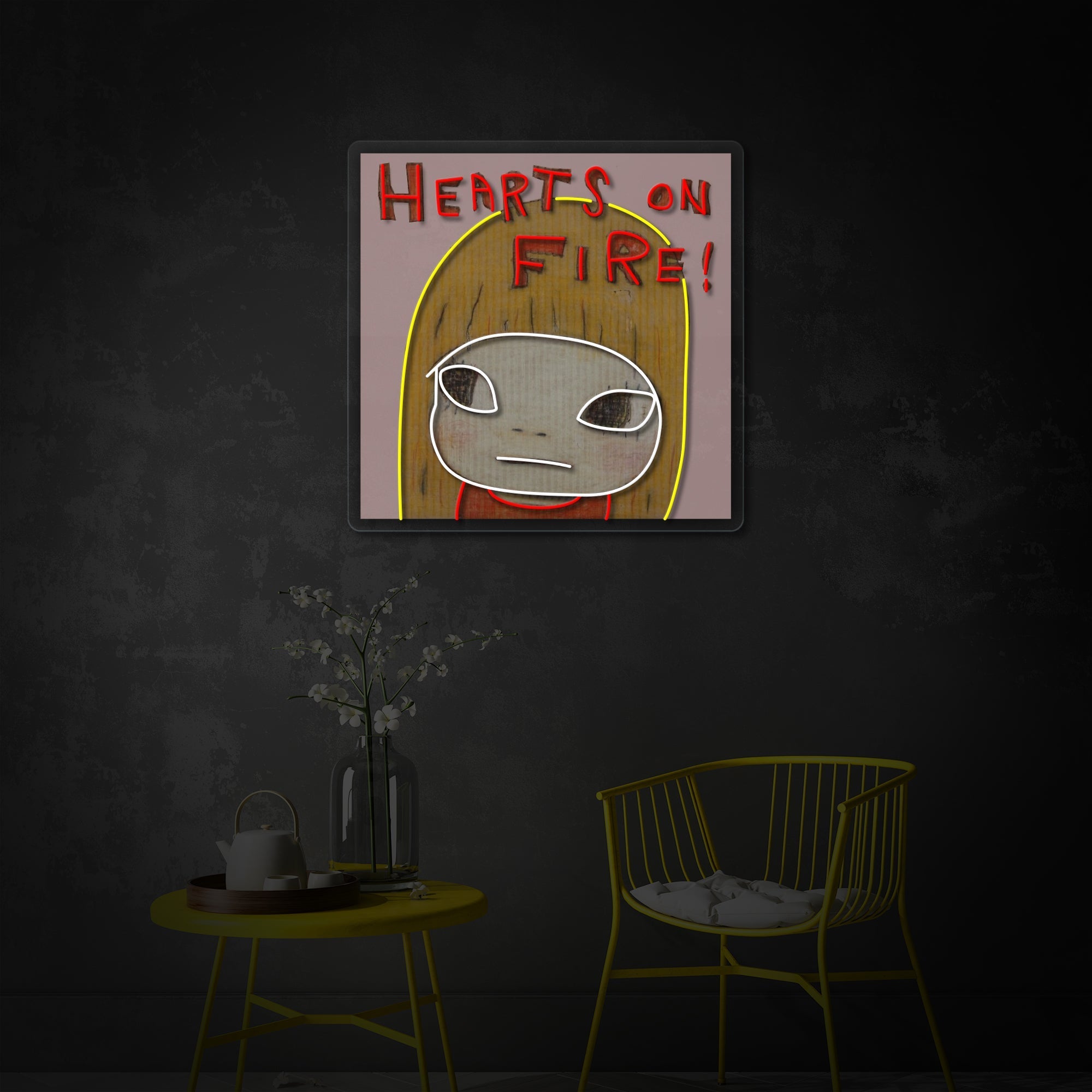 Flaming Hearts LED Neon Sign | Love Wall Art - MEON NEON