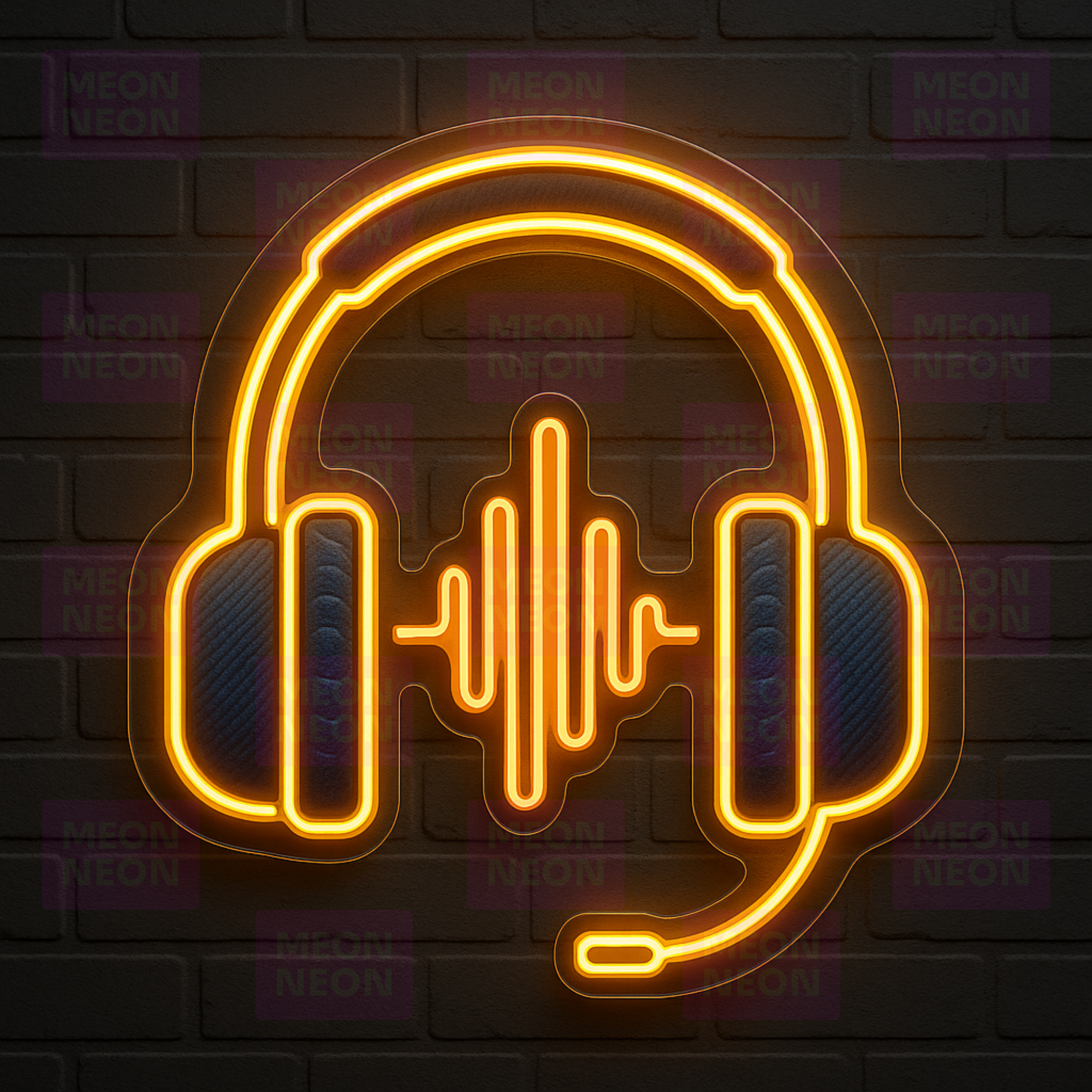 Gaming Headset LED Neon Sign - Pro Audio Aesthetic - Sound Wave Graphics - Blue & Orange Light - MEON NEON