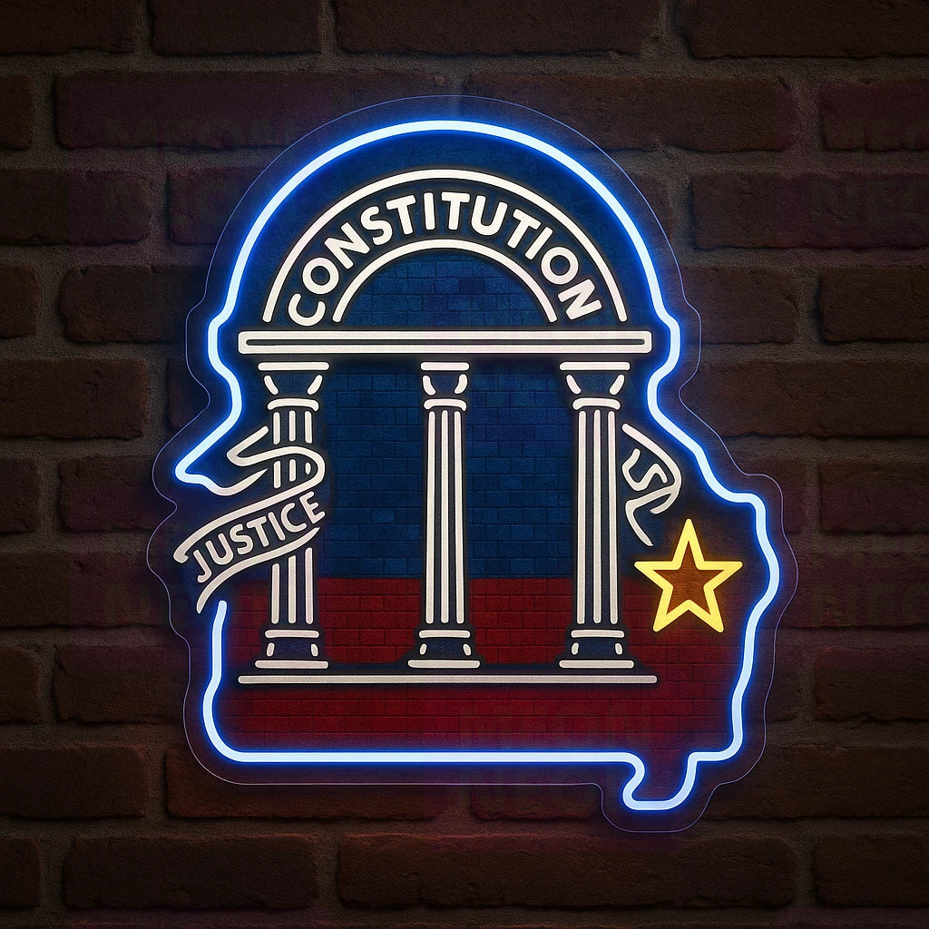 Georgia Flag Star LED Neon Sign