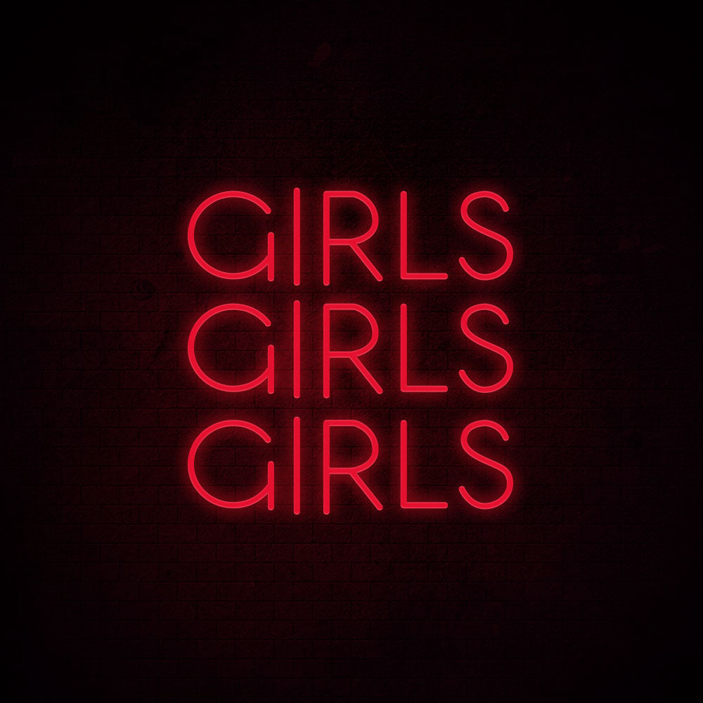 Girls Girls Girls LED Neon Sign in Yellow
